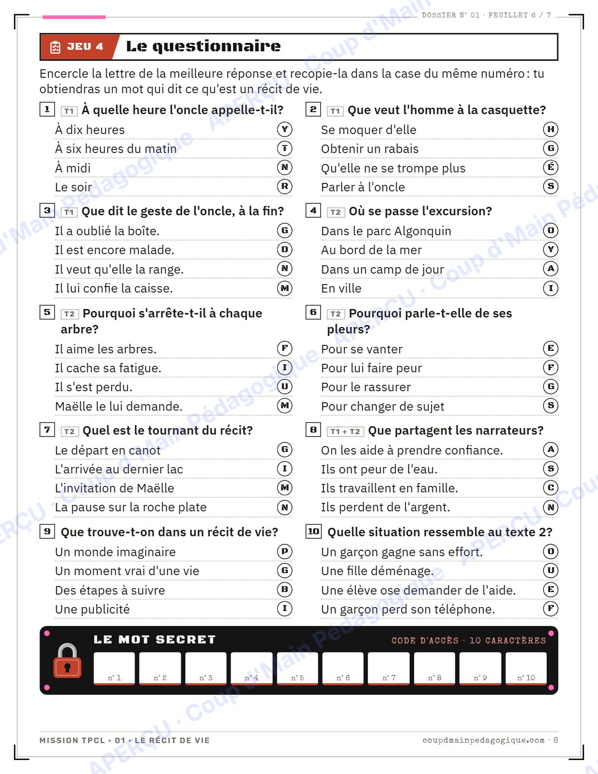 Page 7 — Mission TPCL : la trousse complète — 10e année, unité