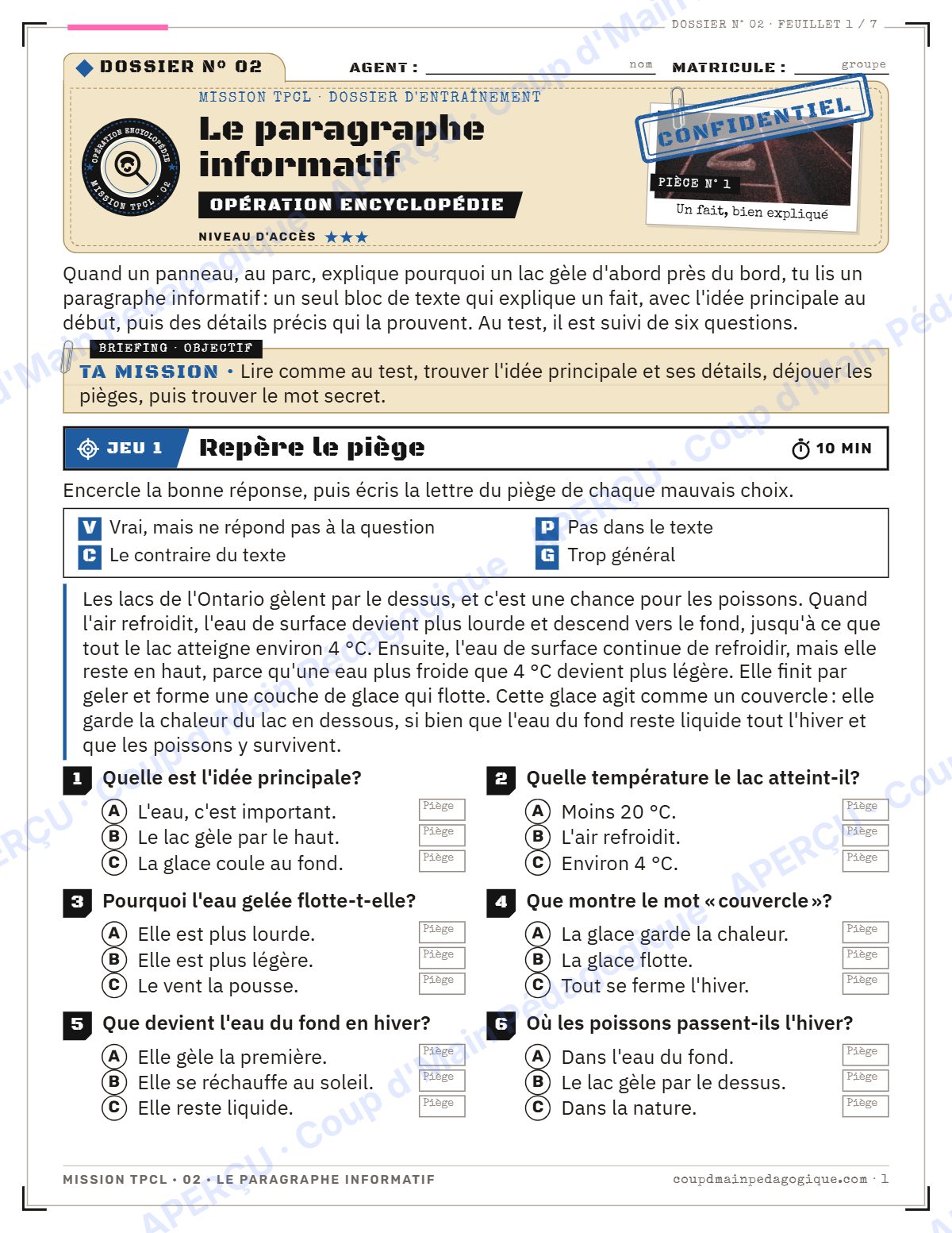 Page 8 — Mission TPCL : la trousse complète — 10e année, unité