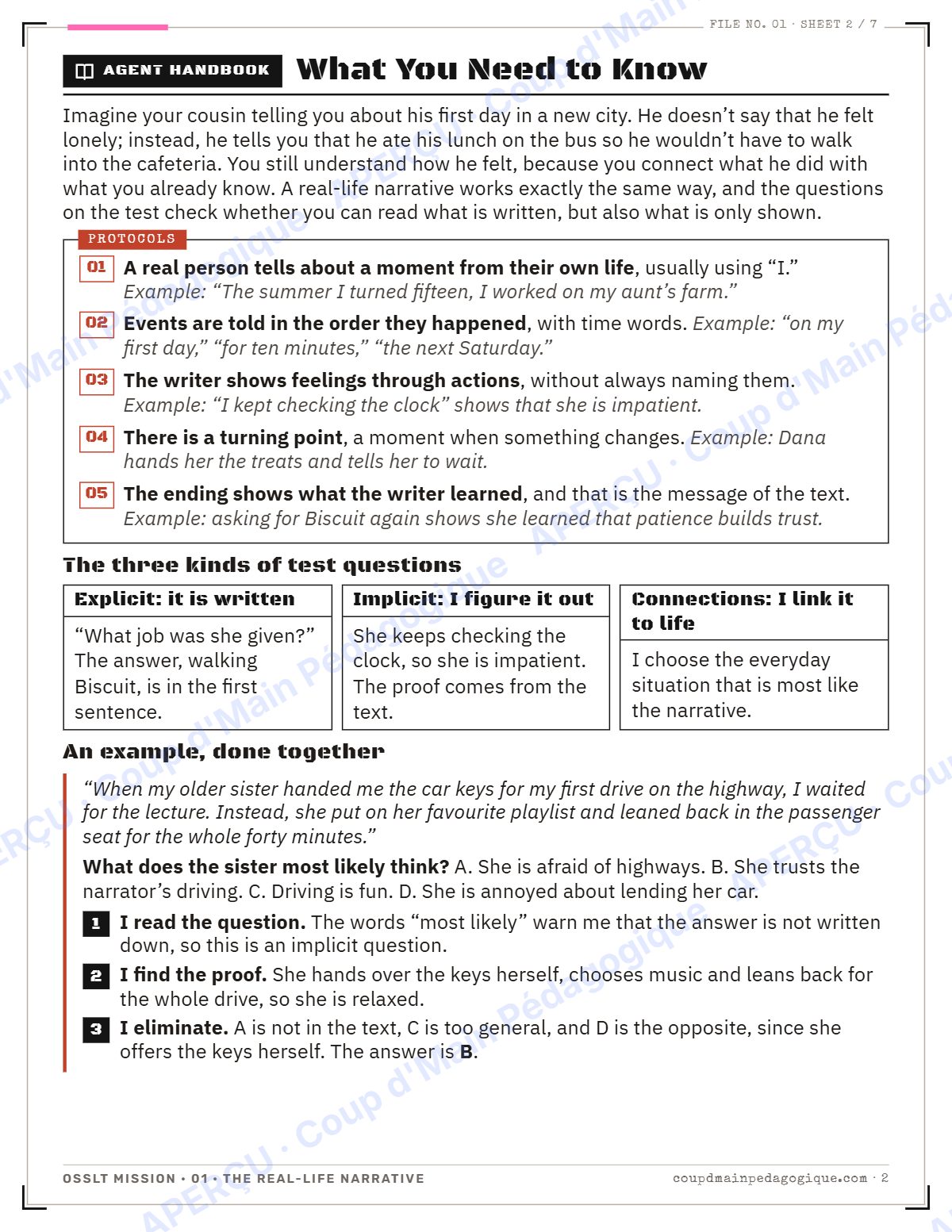 Page 2 — OSSLT Mission 1 : The Real-Life Narrative — 10e année