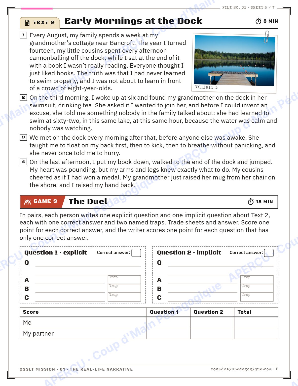 Page 5 — OSSLT Mission 1 : The Real-Life Narrative — 10e année