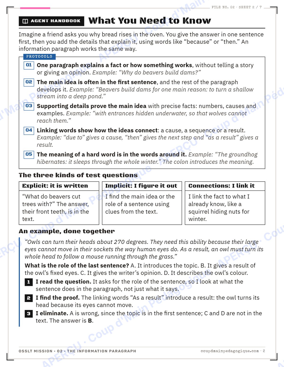 Page 2 — OSSLT Mission 2 : The Information Paragraph — 10e année