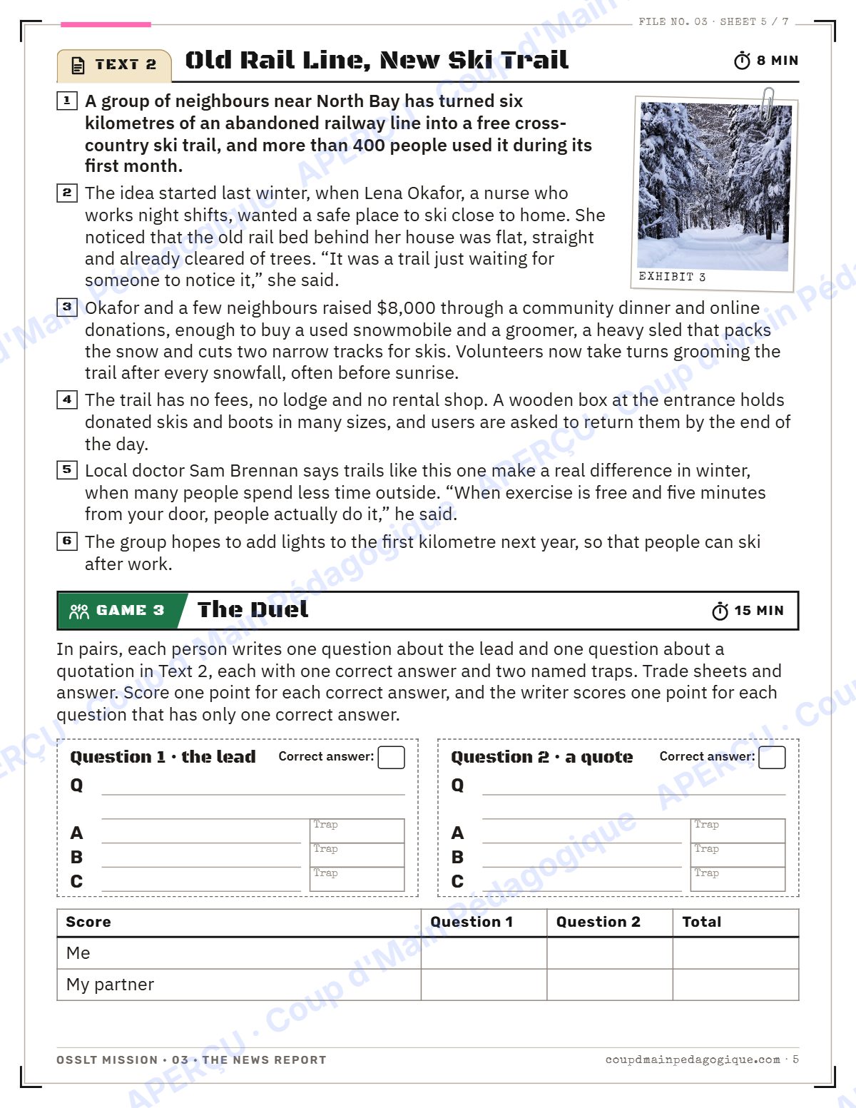Page 5 — OSSLT Mission 3 : The News Report — 10e année