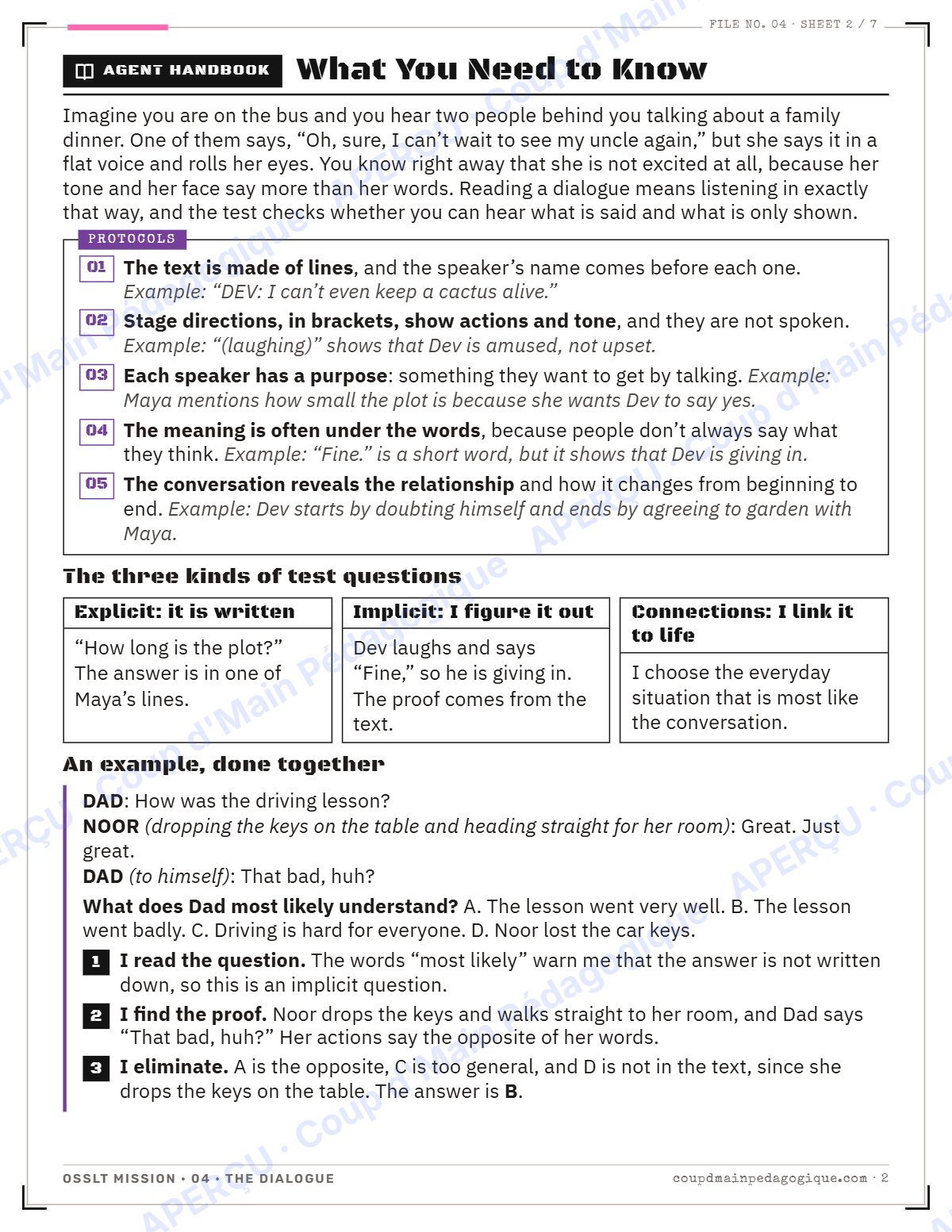Page 2 — OSSLT Mission 4 : The Dialogue — 10e année