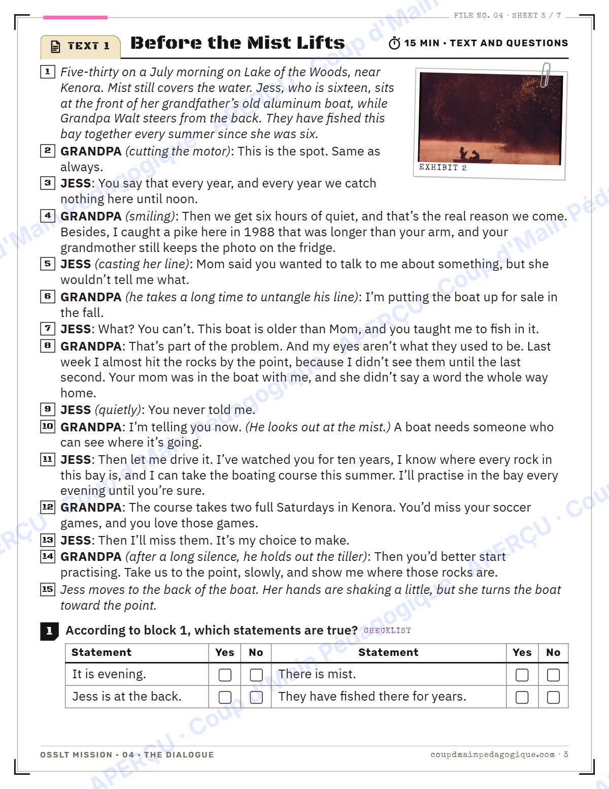 Page 3 — OSSLT Mission 4 : The Dialogue — 10e année