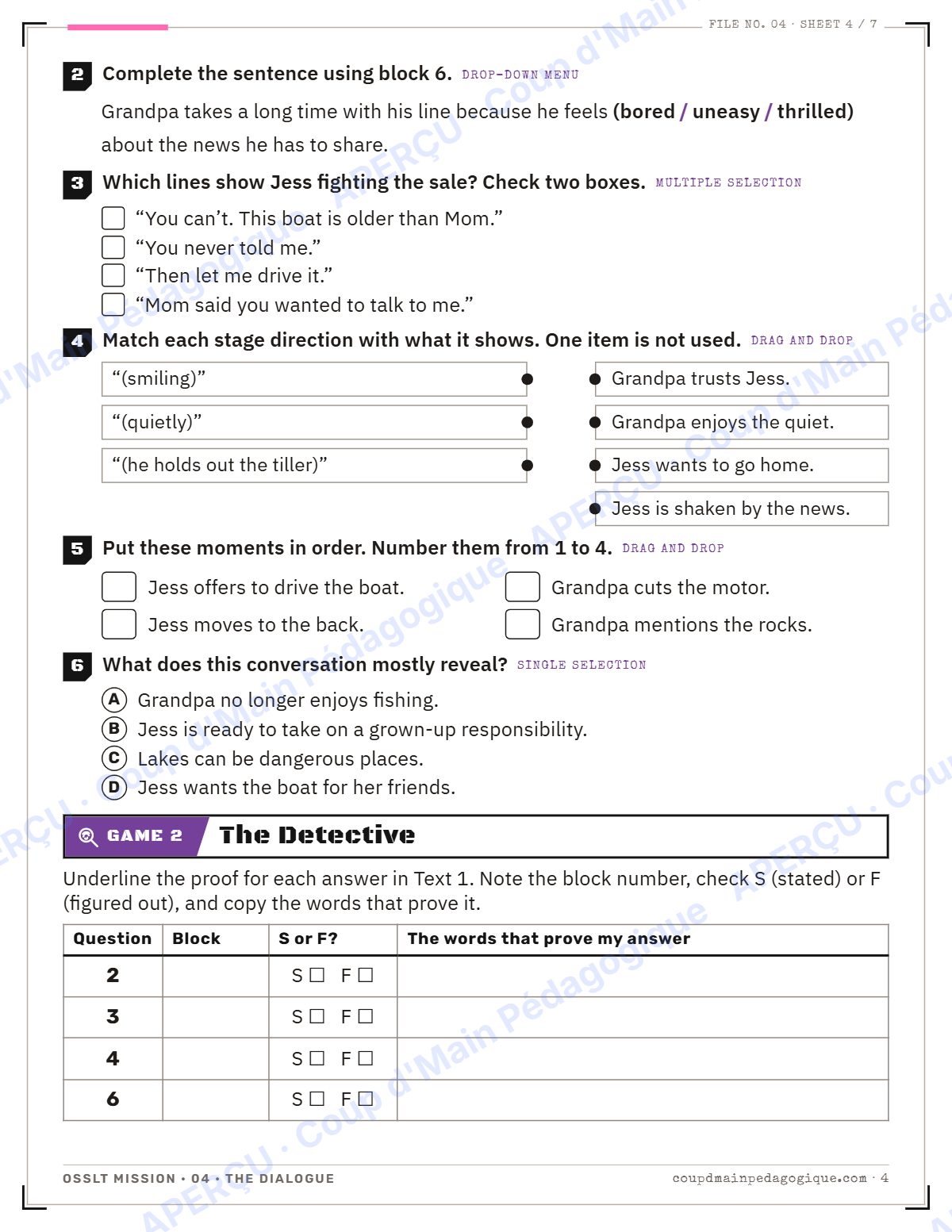 Page 4 — OSSLT Mission 4 : The Dialogue — 10e année