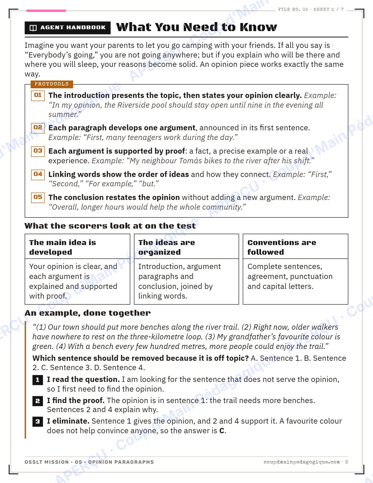 Page 2 — OSSLT Mission 5 : Opinion Paragraphs — 10e année