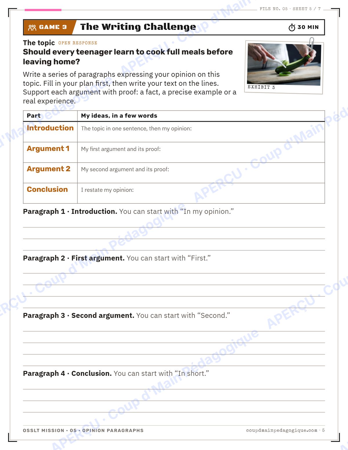 Page 5 — OSSLT Mission 5 : Opinion Paragraphs — 10e année