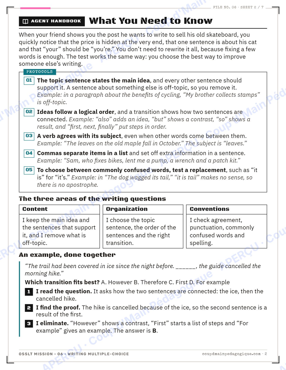 Page 2 — OSSLT Mission 6 : Writing Multiple-Choice — 10e année