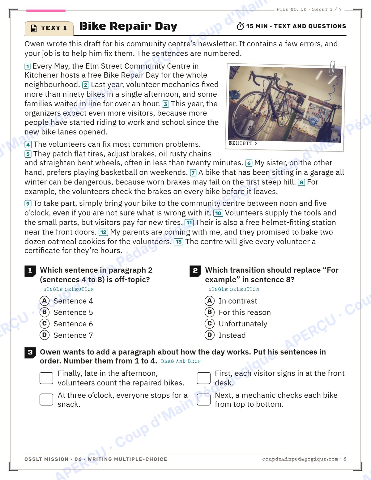 Page 3 — OSSLT Mission 6 : Writing Multiple-Choice — 10e année