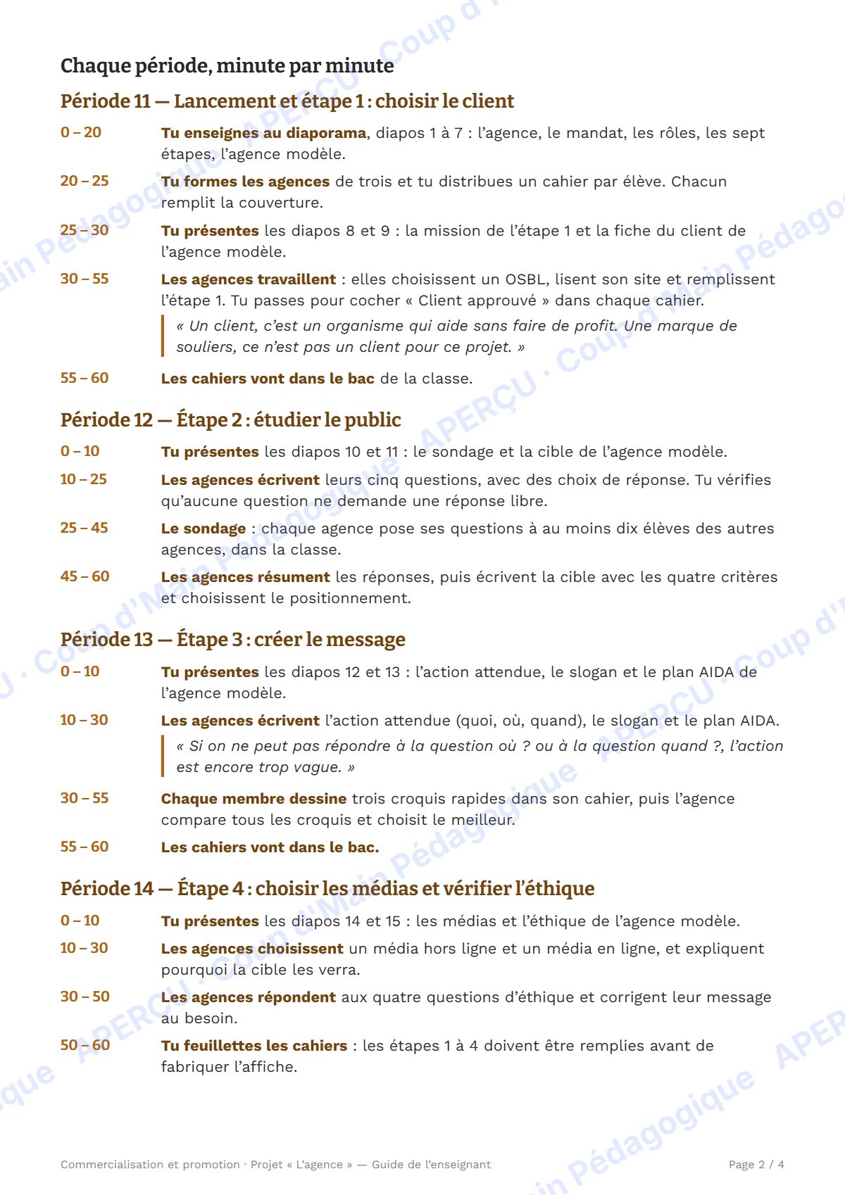 Page 3 — Commercialisation et promotion — 11e année, unité