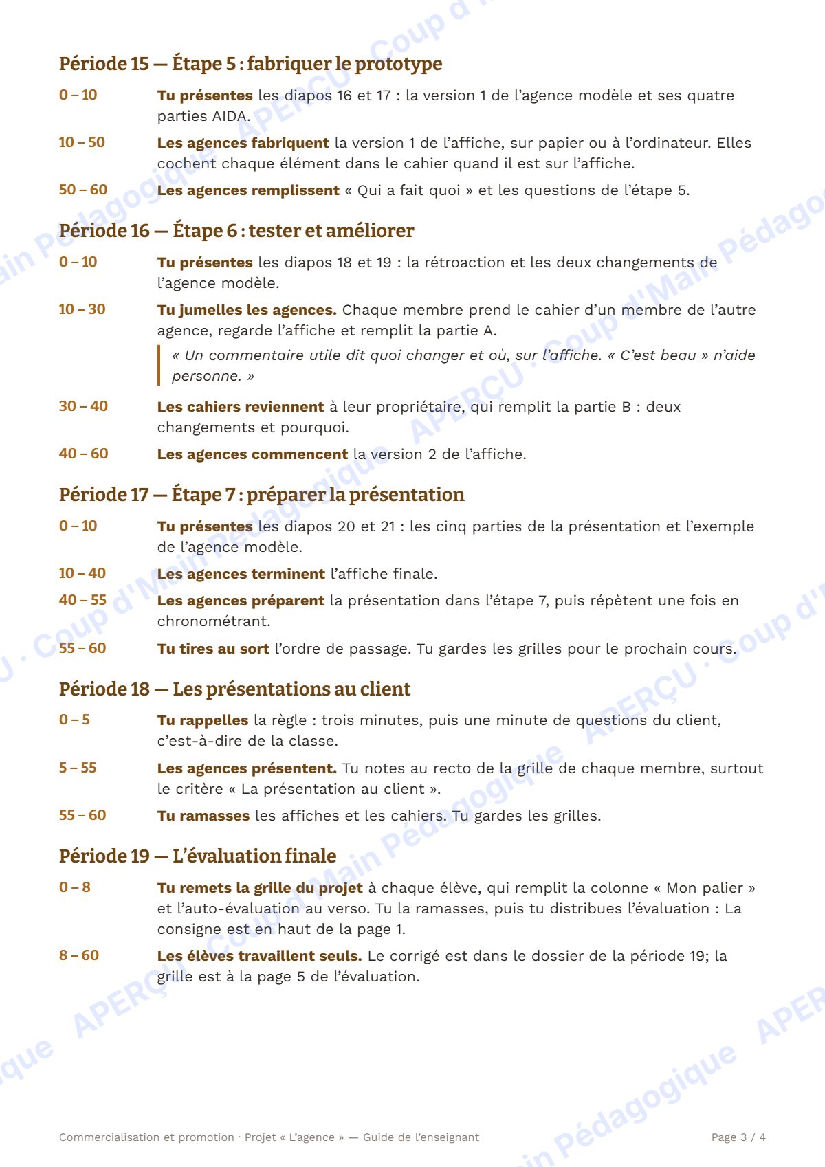 Page 4 — Commercialisation et promotion — 11e année, unité