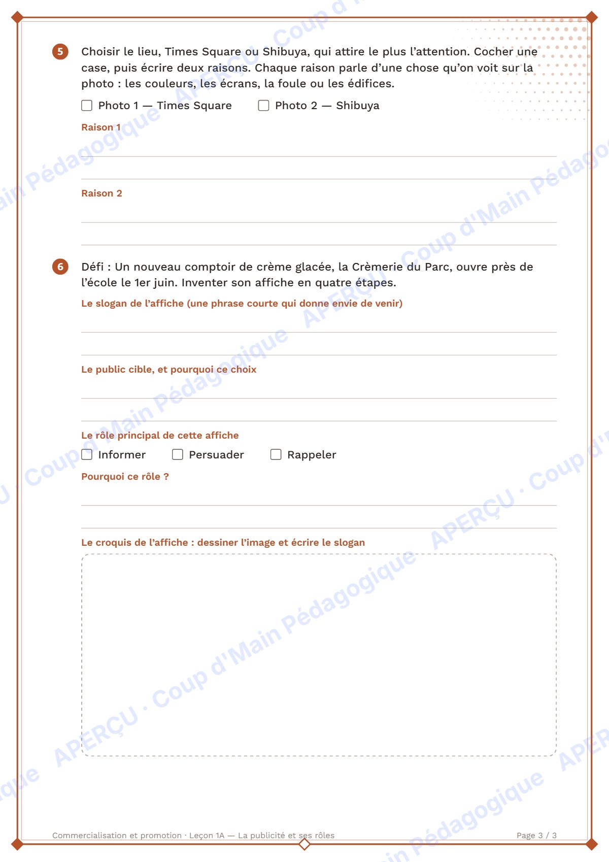 Page 8 — Commercialisation et promotion — 11e année, unité