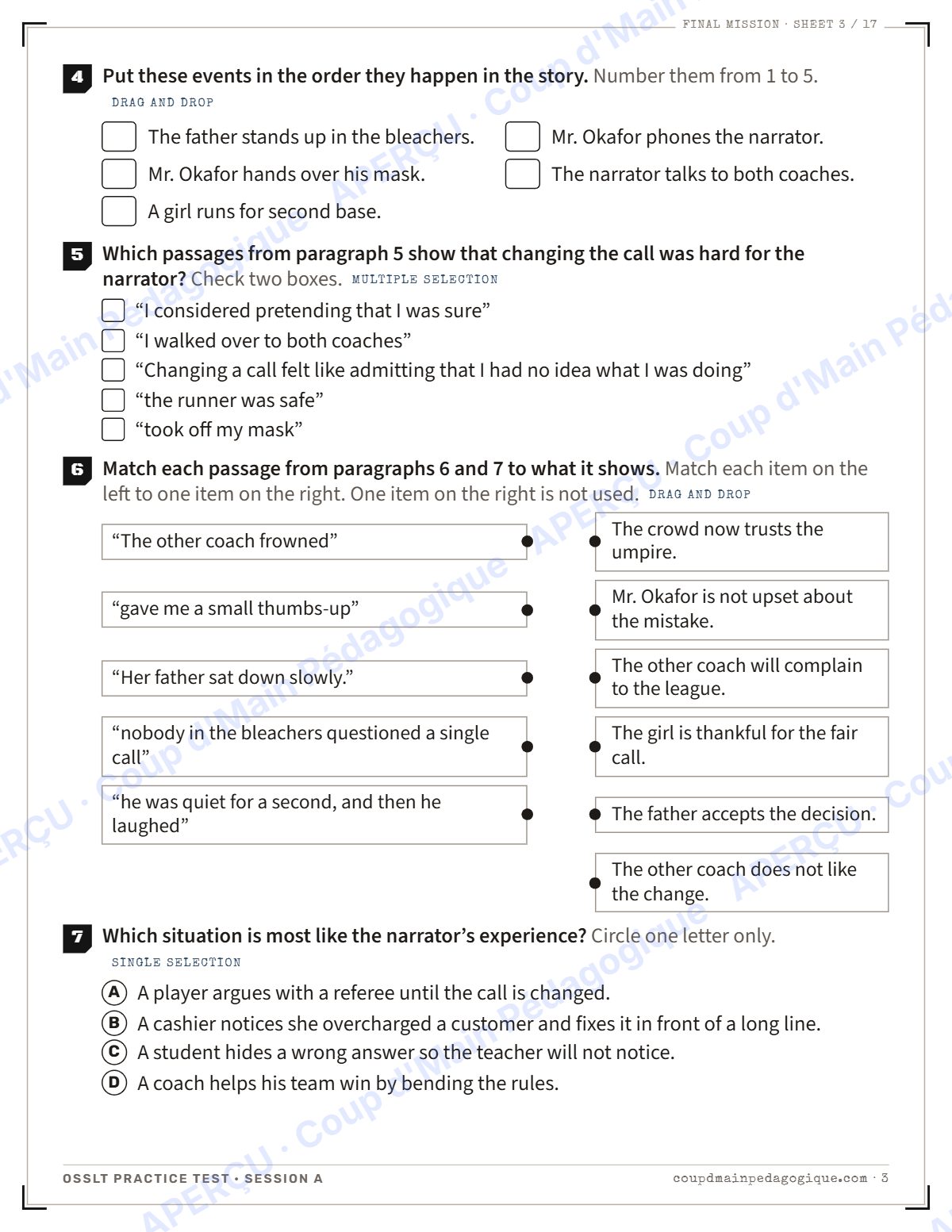 Page 3 — Test blanc OSSLT et corrigé — 10e année, évaluation