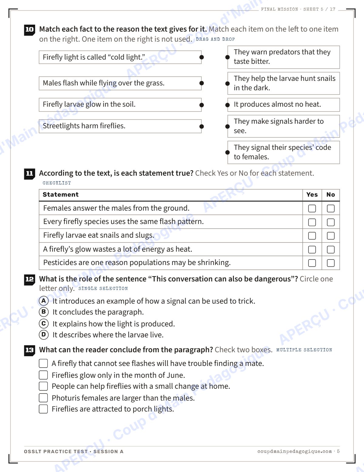 Page 5 — Test blanc OSSLT et corrigé — 10e année, évaluation