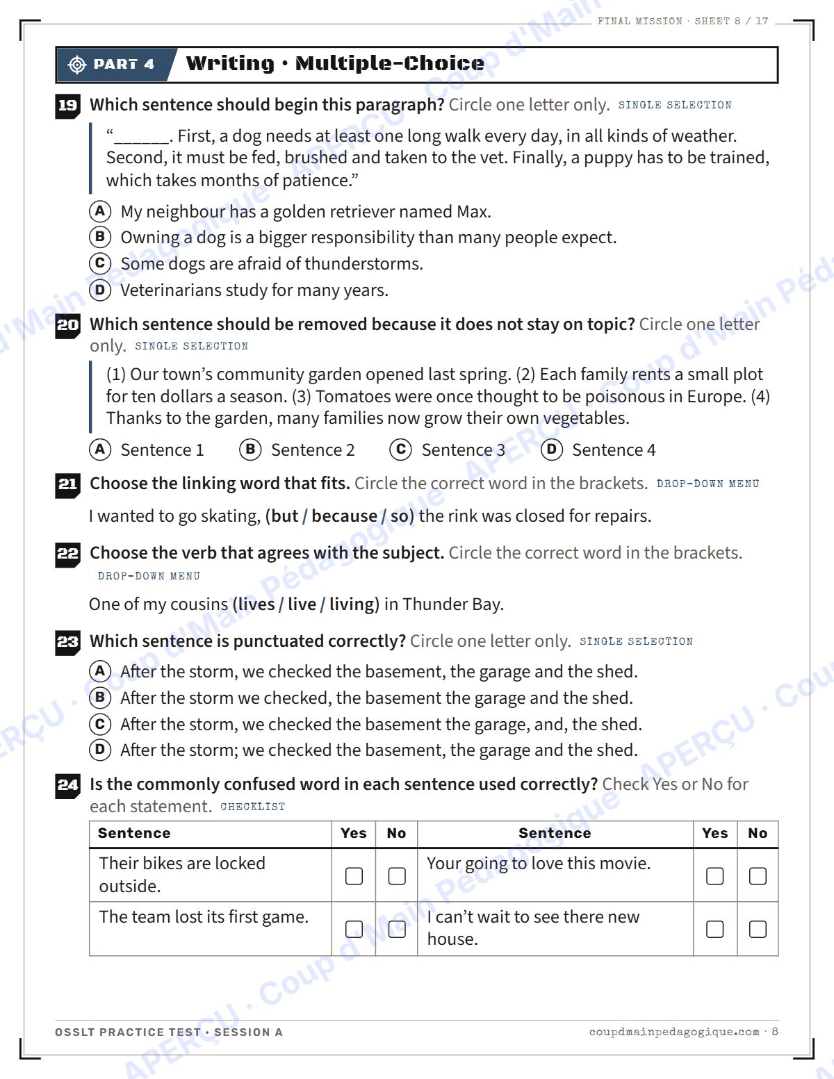 Page 8 — Test blanc OSSLT et corrigé — 10e année, évaluation