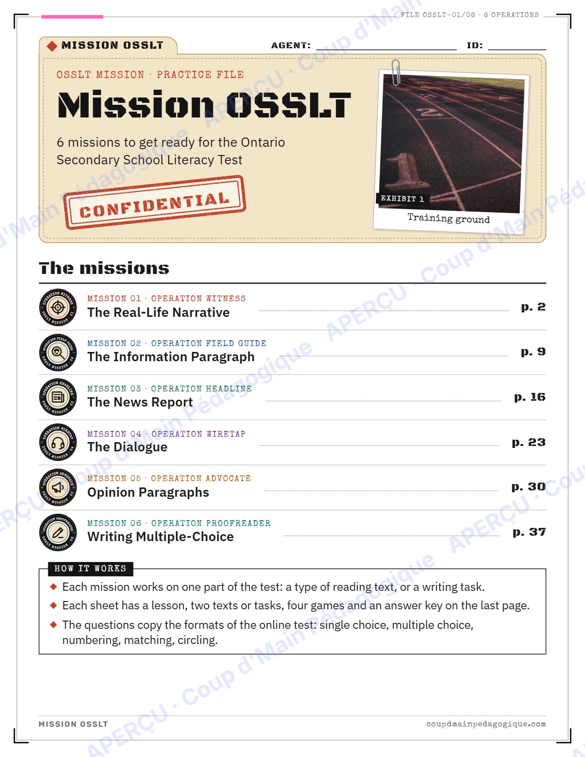 Page 1 — Mission OSSLT : trousse complète — 10e année, unité