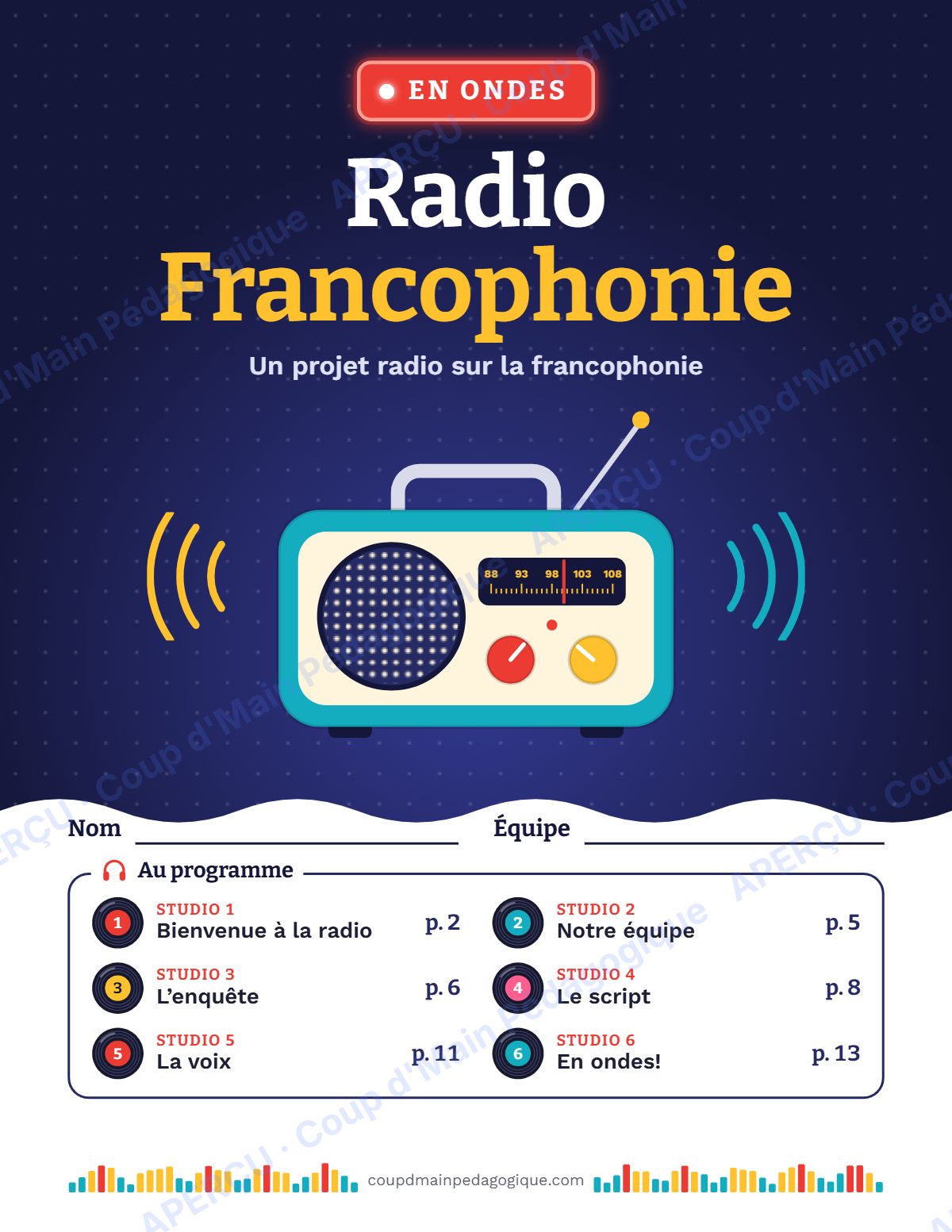 Page 1 — Radio Francophonie — 5e-6e année, projet radio