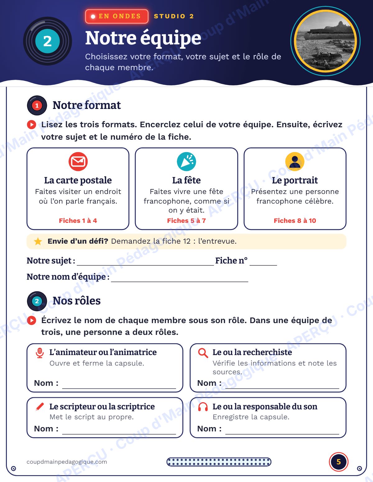 Page 5 — Radio Francophonie — 5e-6e année, projet radio