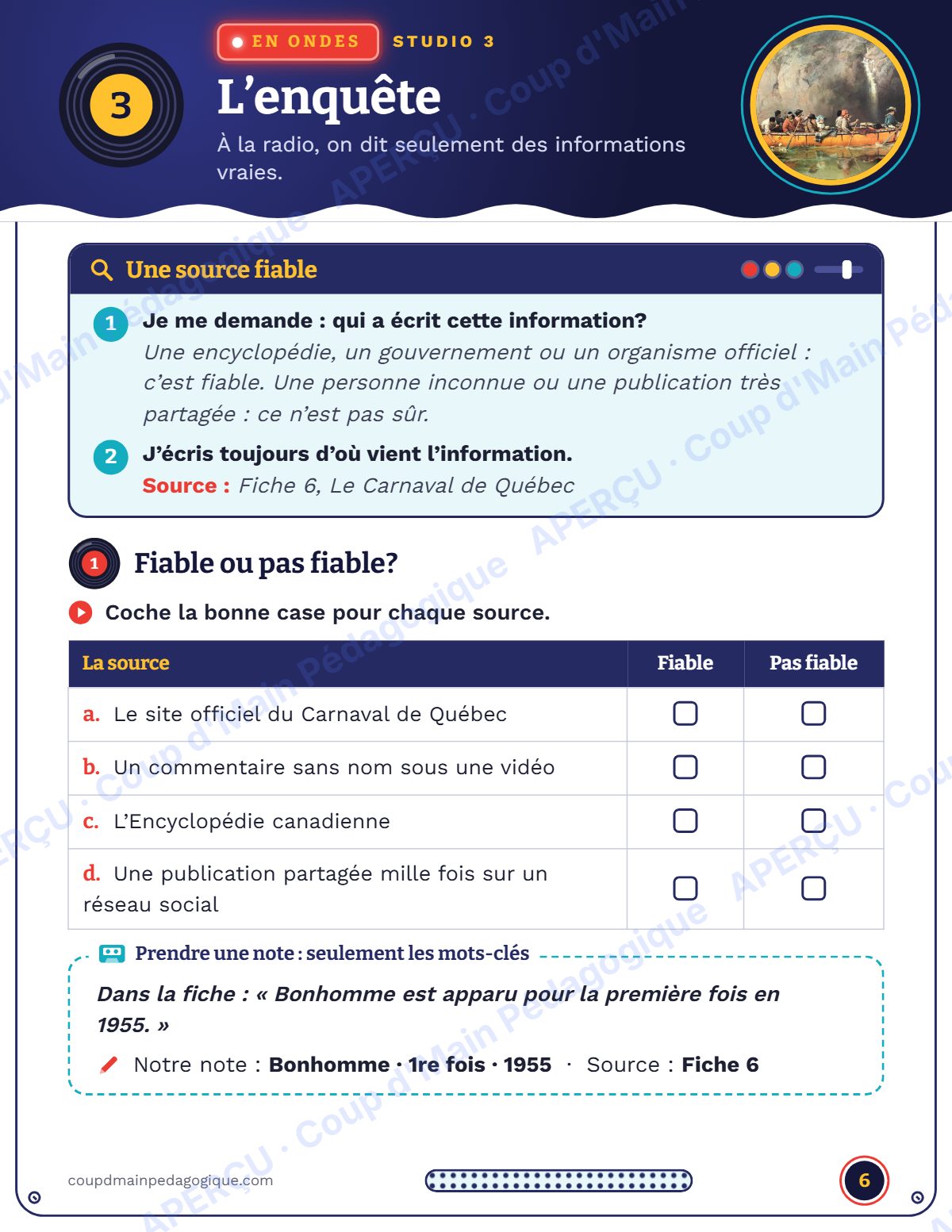 Page 6 — Radio Francophonie — 5e-6e année, projet radio