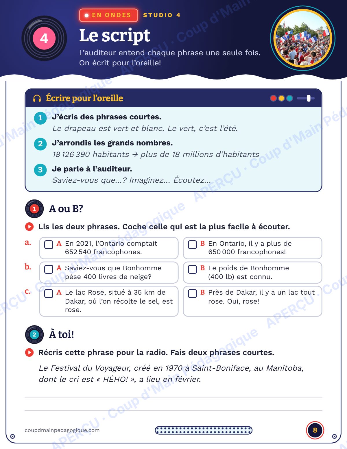 Page 8 — Radio Francophonie — 5e-6e année, projet radio