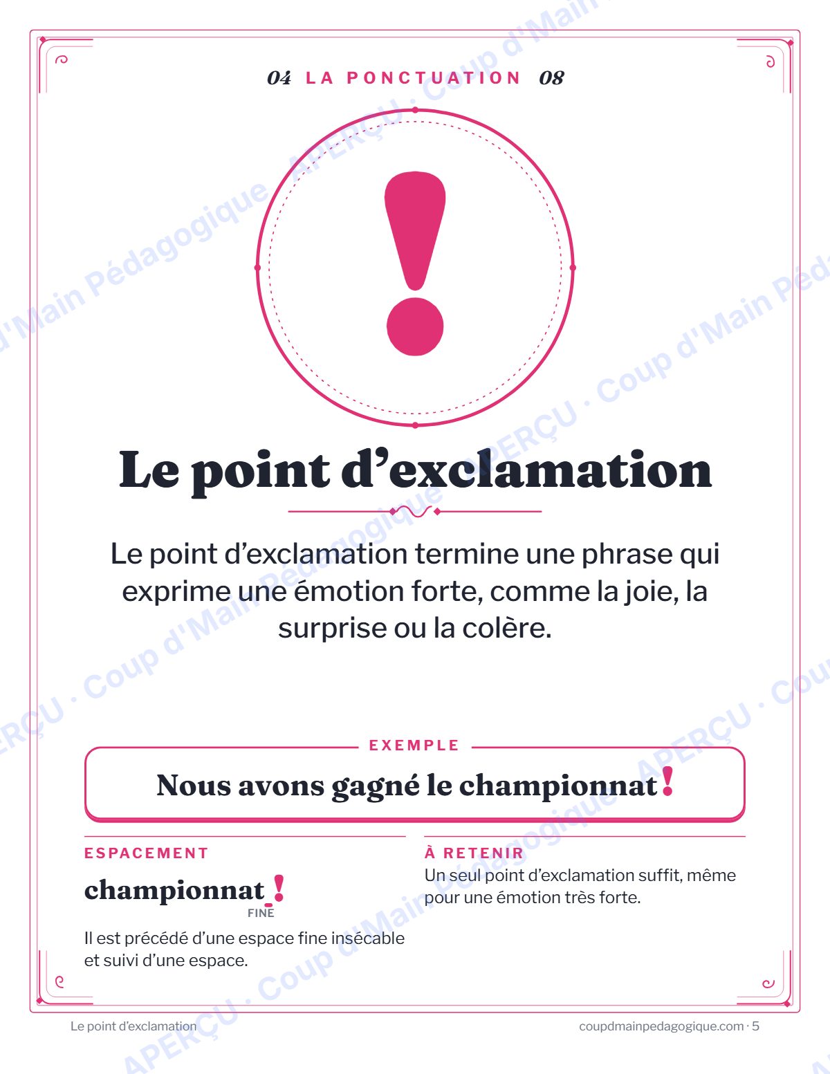 Page 5 — Affiches de ponctuation — 3e-9e année, français