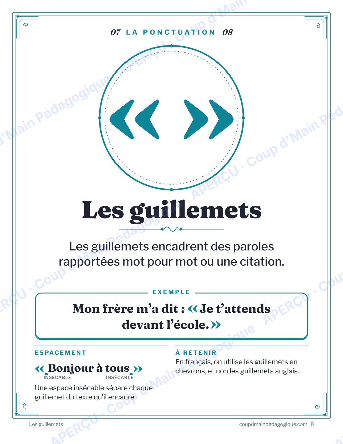 Page 8 — Affiches de ponctuation — 3e-9e année, français