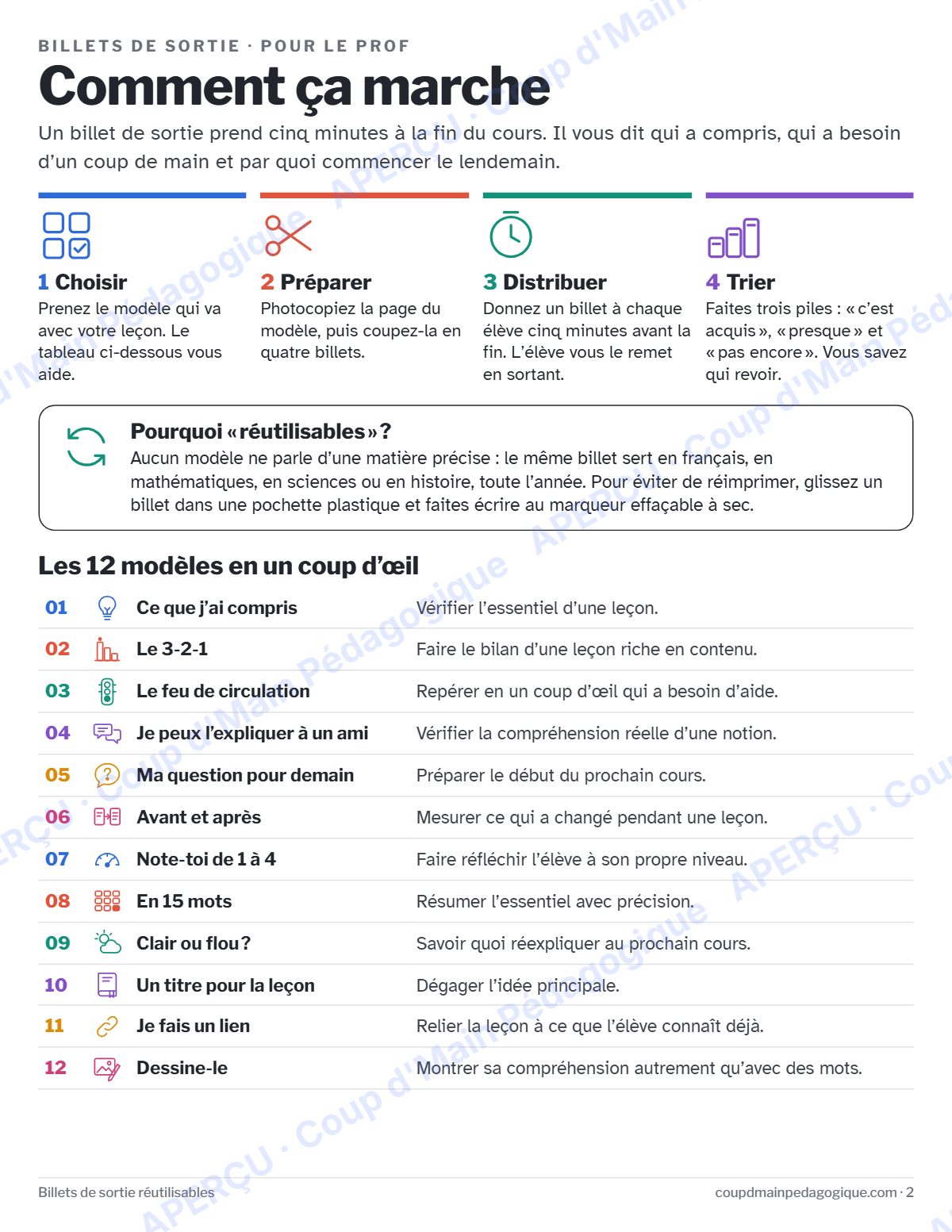 Page 2 — Billets de sortie — 3e-12e année, toutes matières