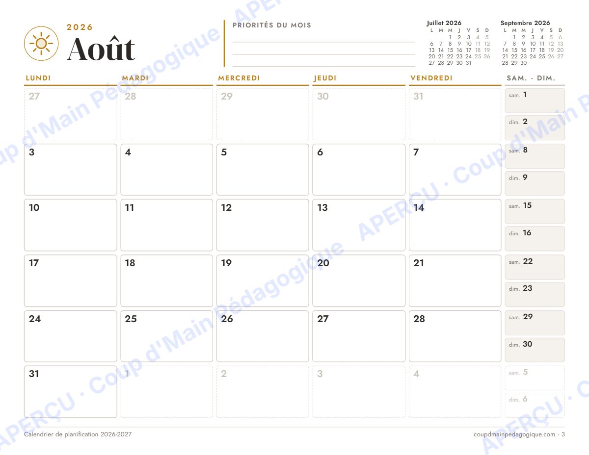 Page 3 — Calendrier du prof 2026-2027 — tous niveaux