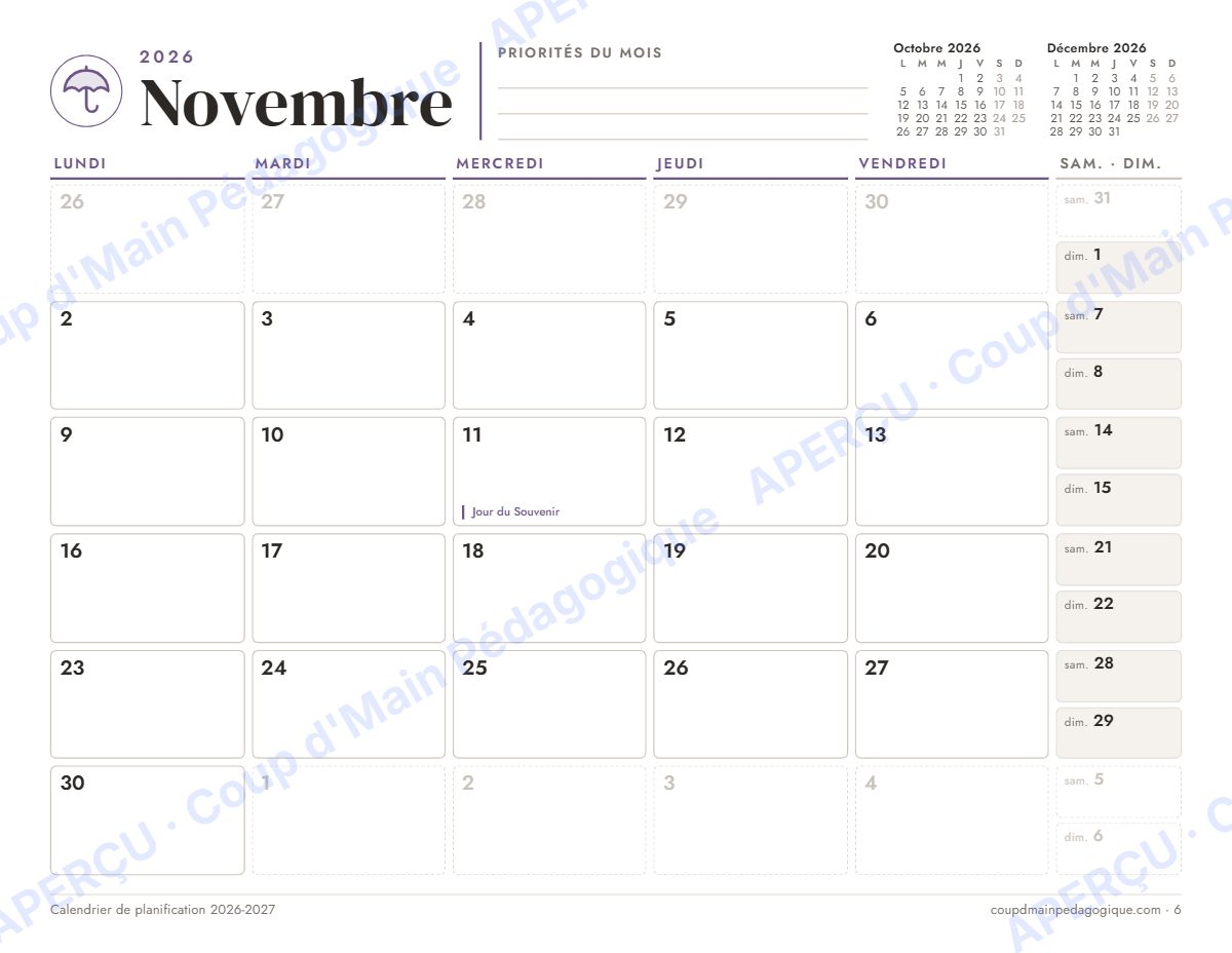 Page 6 — Calendrier du prof 2026-2027 — tous niveaux