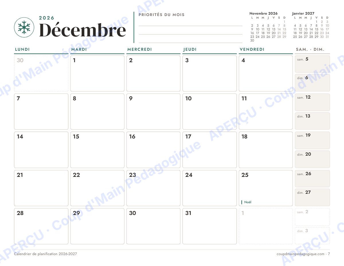 Page 7 — Calendrier du prof 2026-2027 — tous niveaux