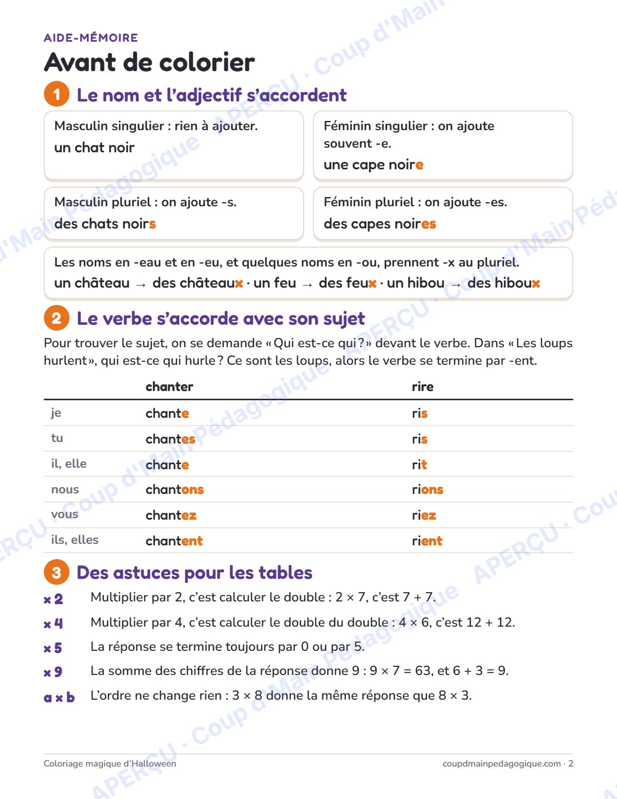 Page 2 — Coloriage magique d'Halloween — 3e-5e année, jeux