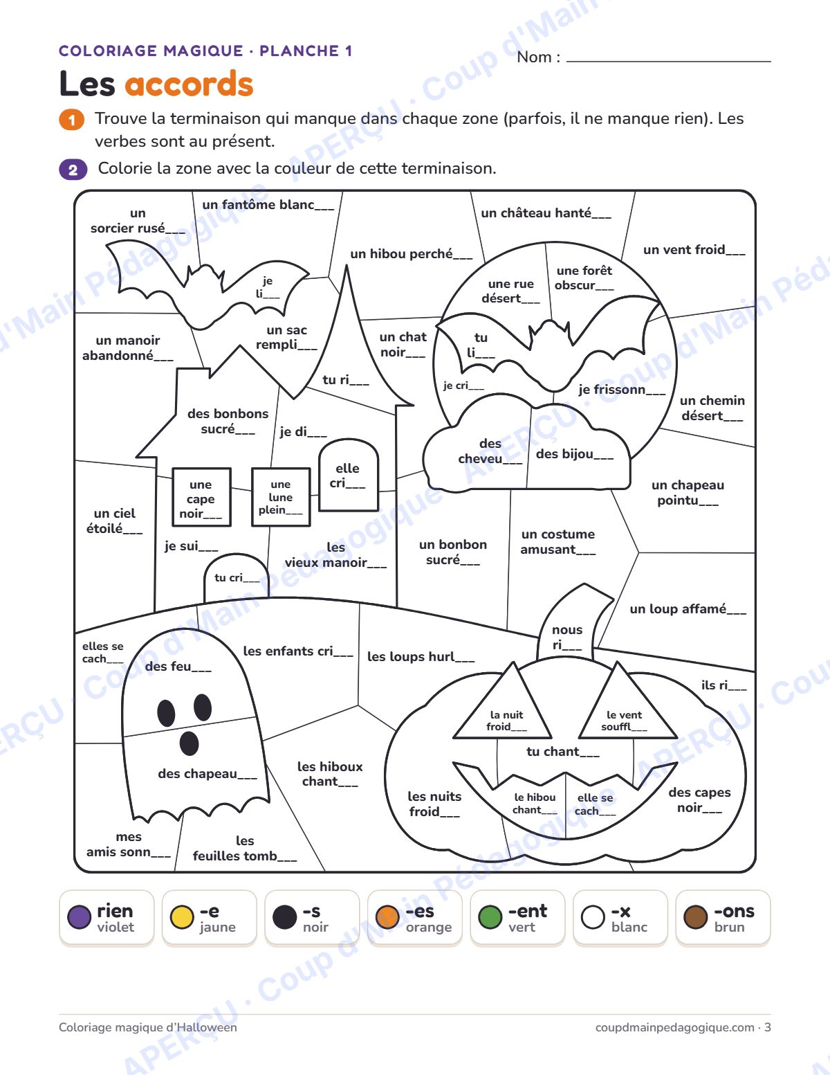 Page 3 — Coloriage magique d'Halloween — 3e-5e année, jeux