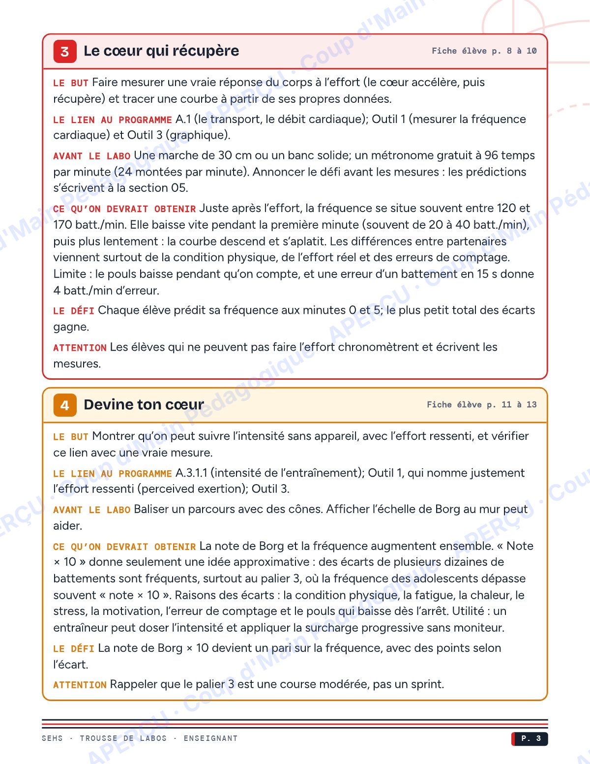 Page 3 — Trousse de labos — 11e année, IB SEHS, 8 labos