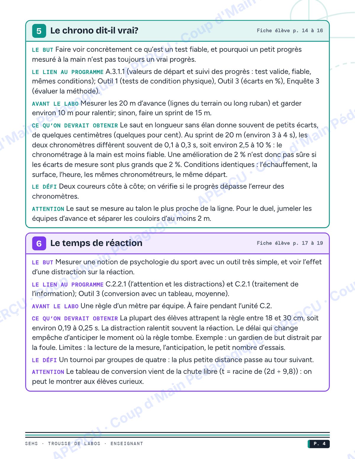 Page 4 — Trousse de labos — 11e année, IB SEHS, 8 labos