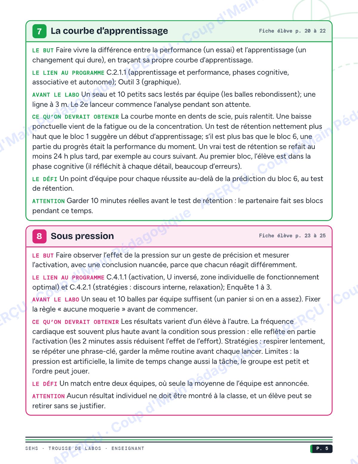 Page 5 — Trousse de labos — 11e année, IB SEHS, 8 labos