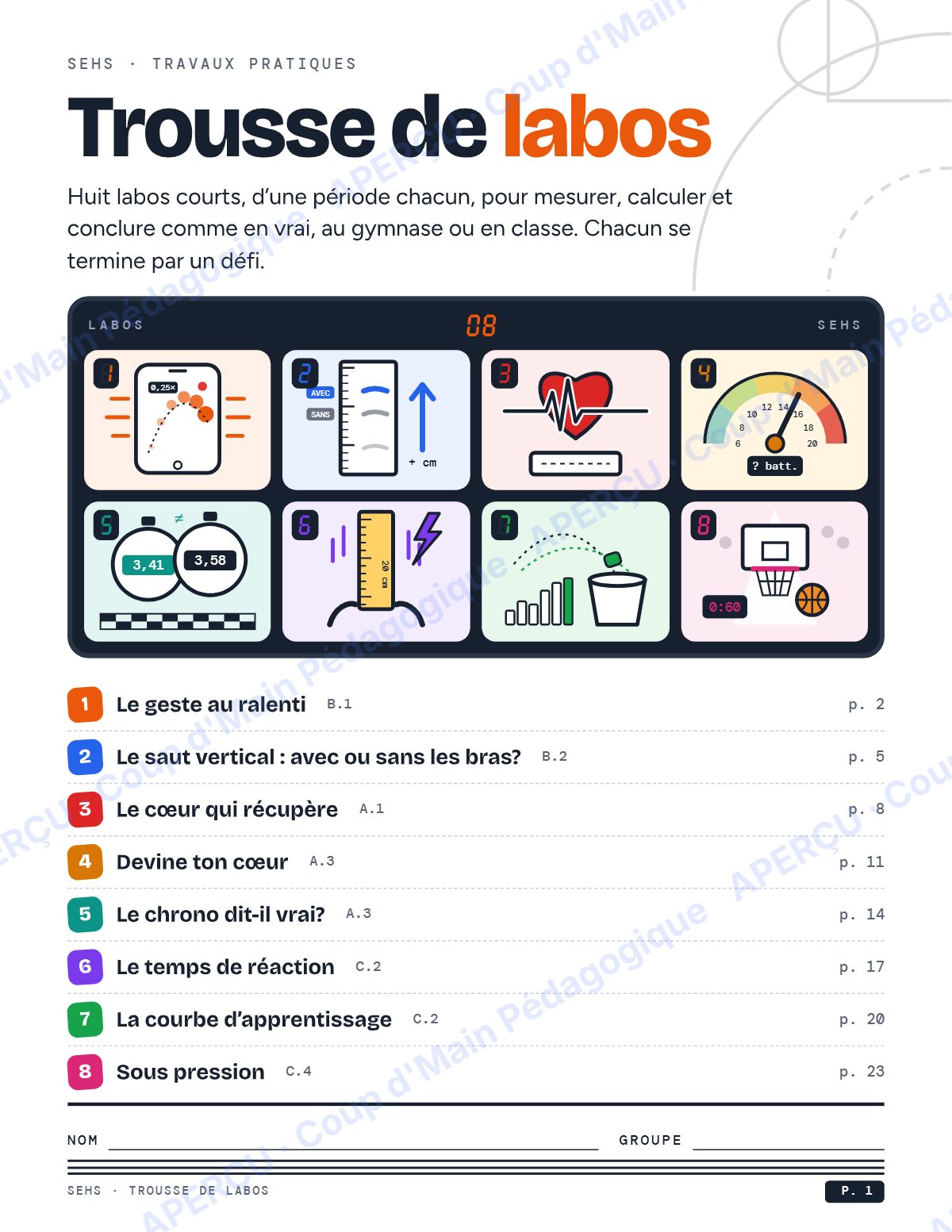 Page 7 — Trousse de labos — 11e année, IB SEHS, 8 labos