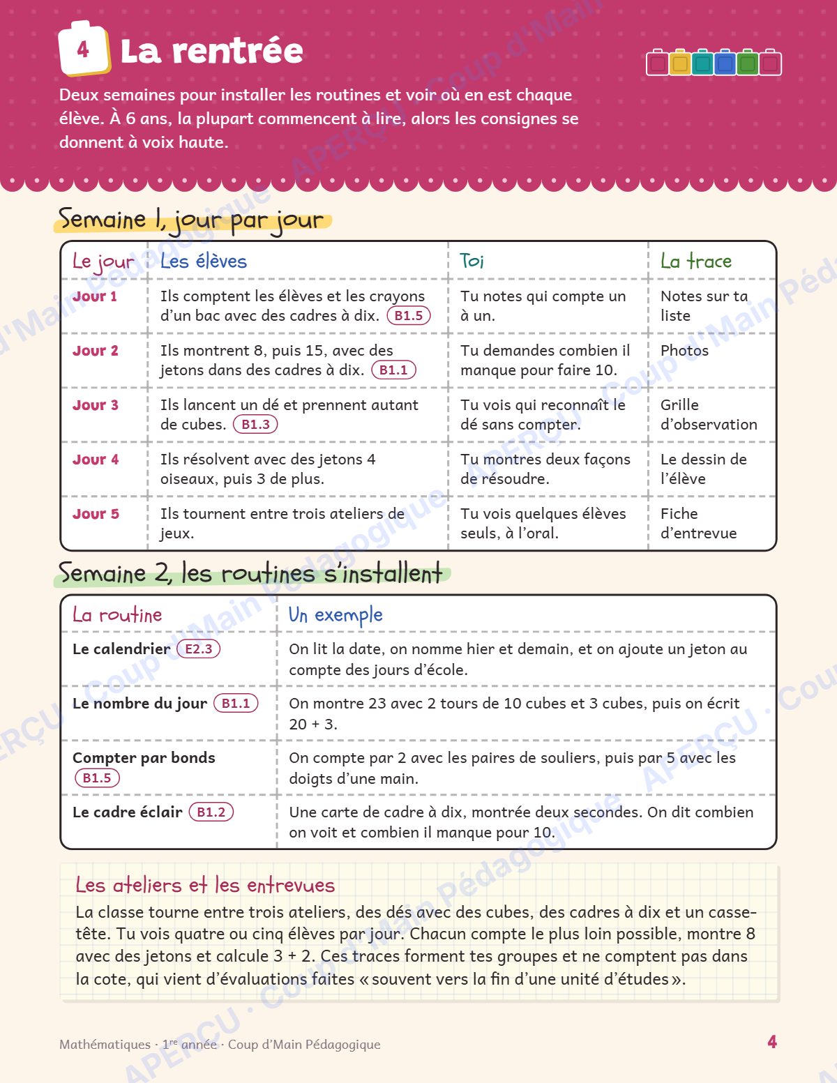Page 4 — Planification annuelle Mathématiques — 1re année