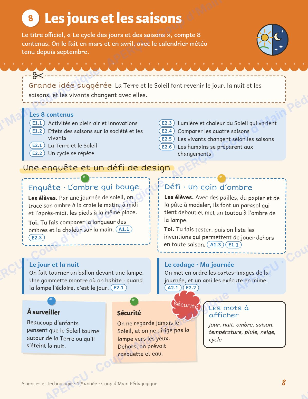 Page 8 — Planification annuelle Sciences — 1re année