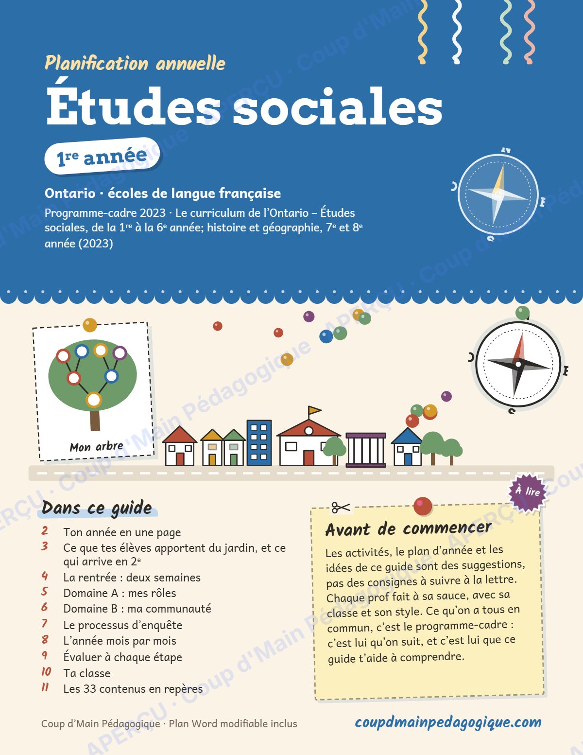 Page 1 — Planification annuelle Études sociales — 1re année