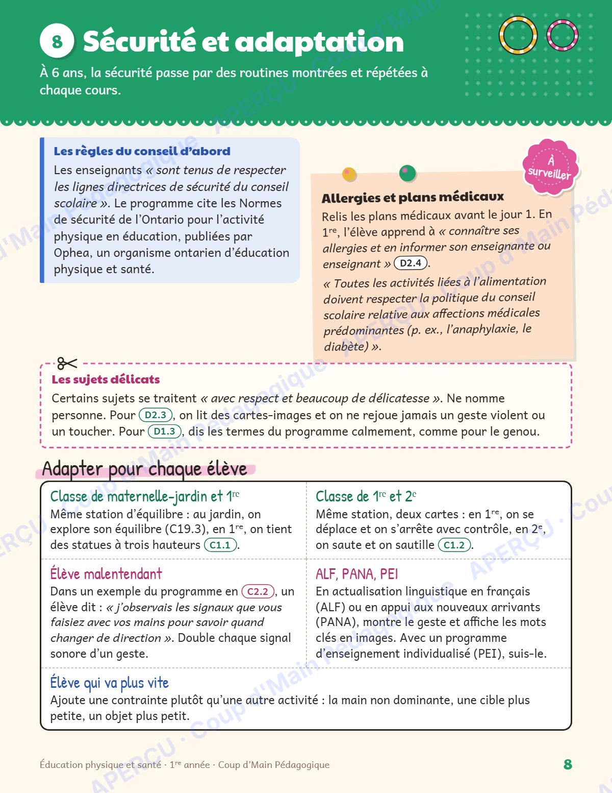 Page 8 — Planification annuelle ÉPS — 1re année