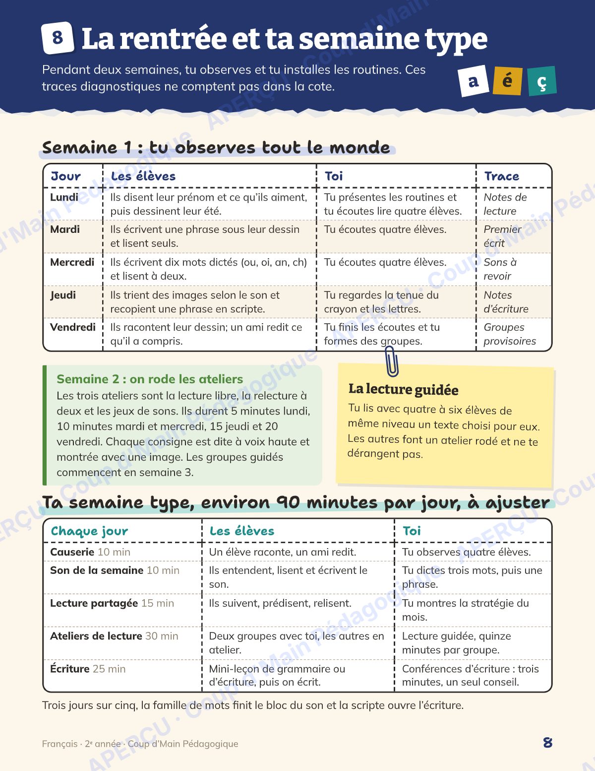 Page 8 — Planification annuelle Français — 2e année