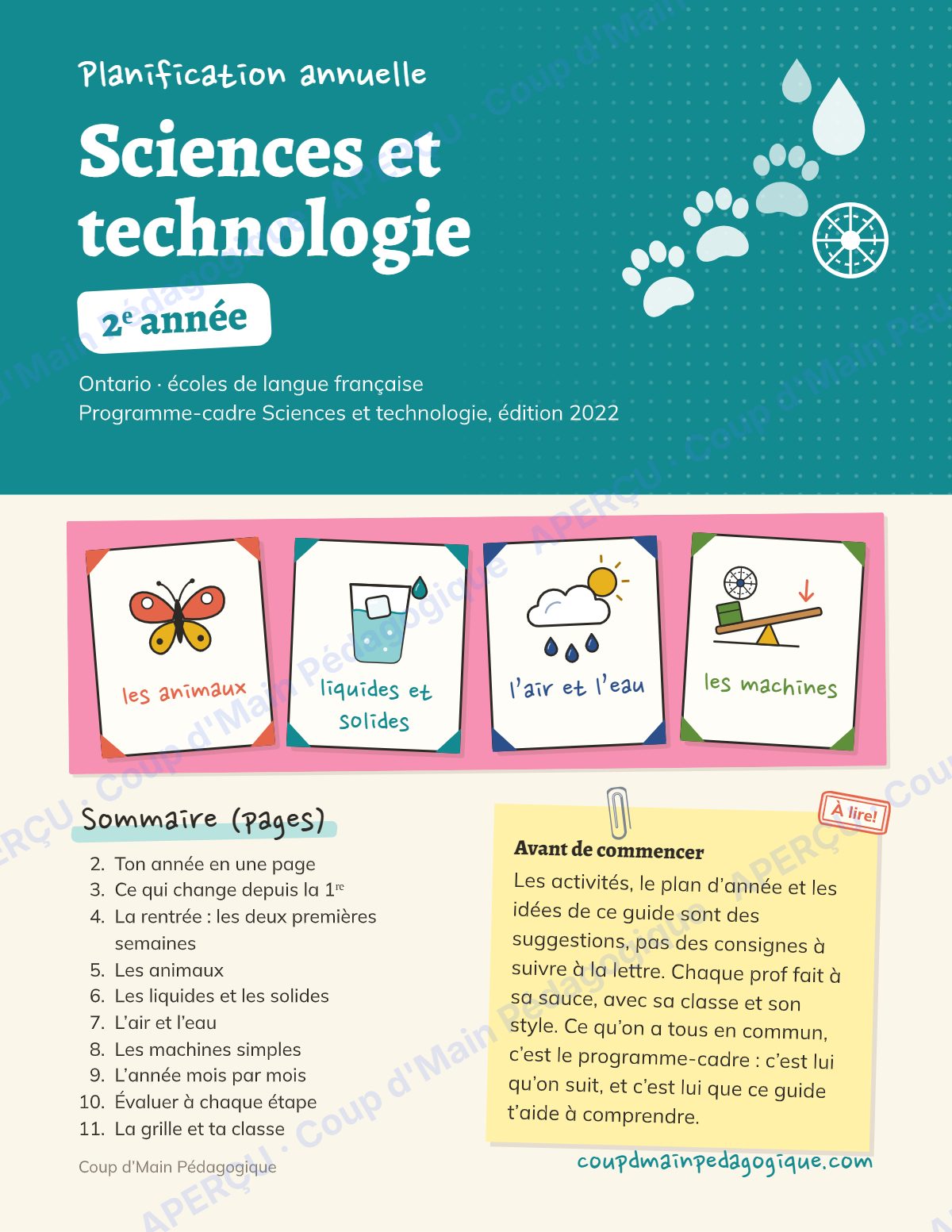 Page 1 — Planification annuelle Sciences — 2e année