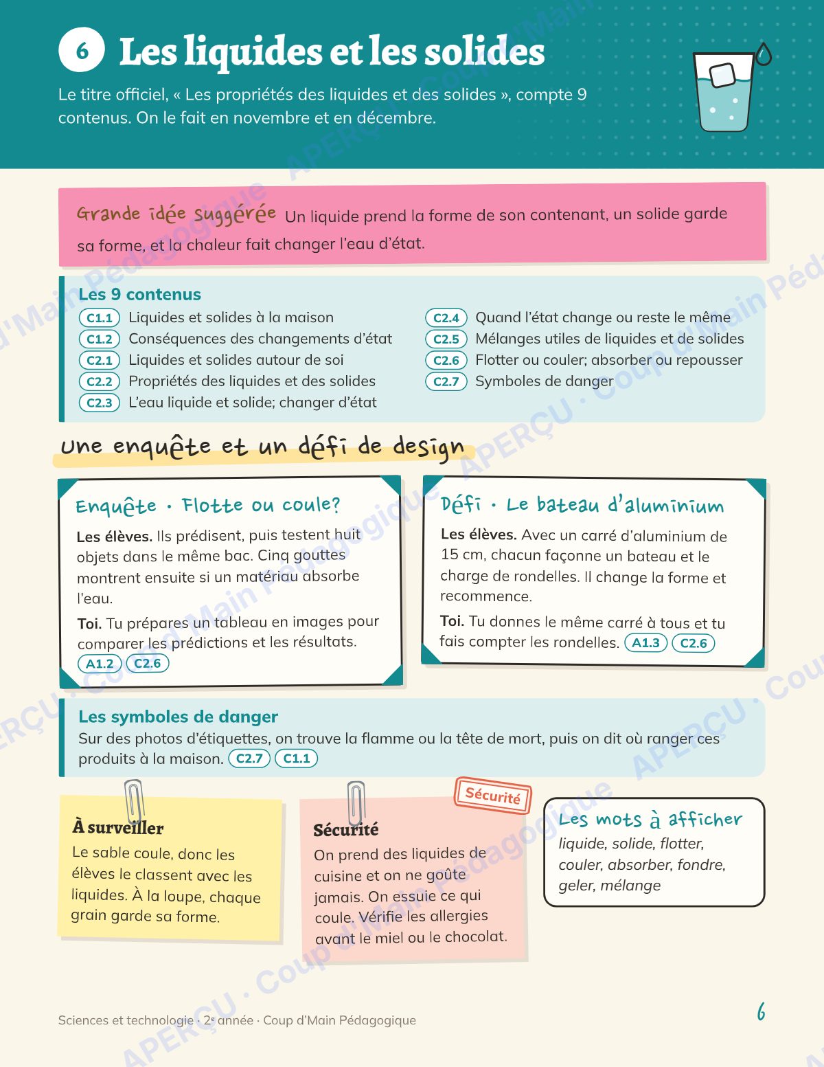 Page 6 — Planification annuelle Sciences — 2e année