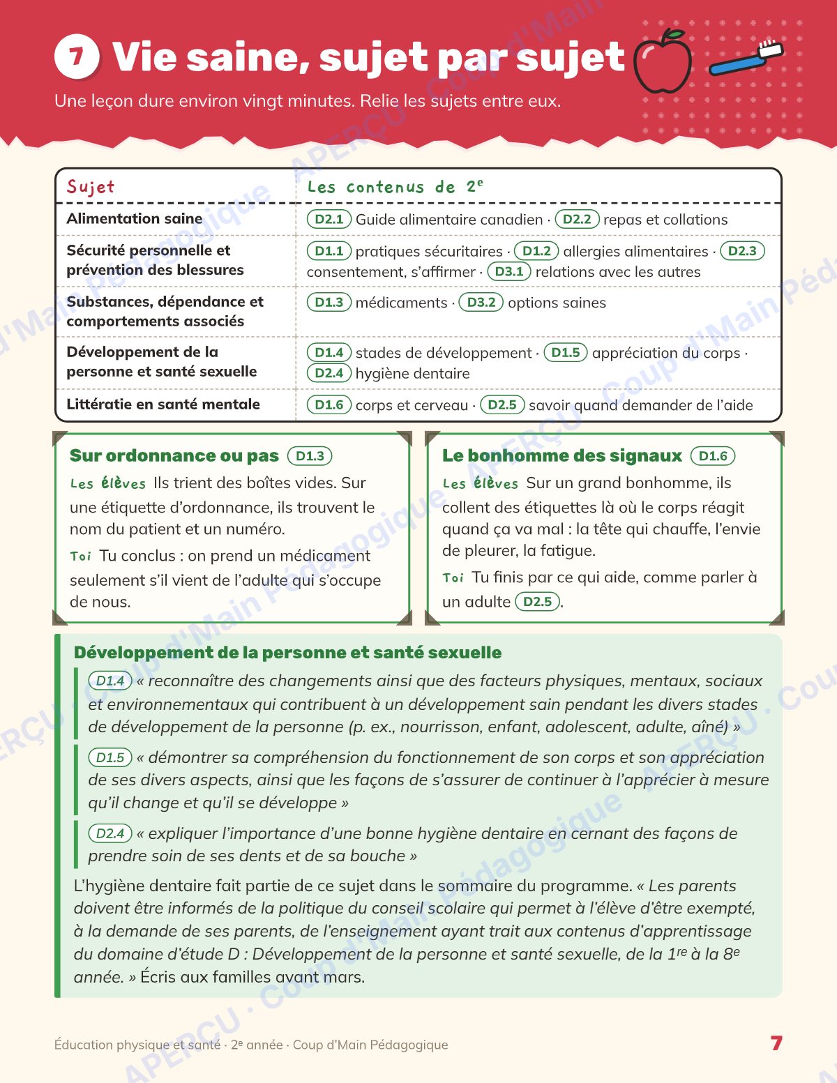 Page 7 — Planification annuelle ÉPS — 2e année