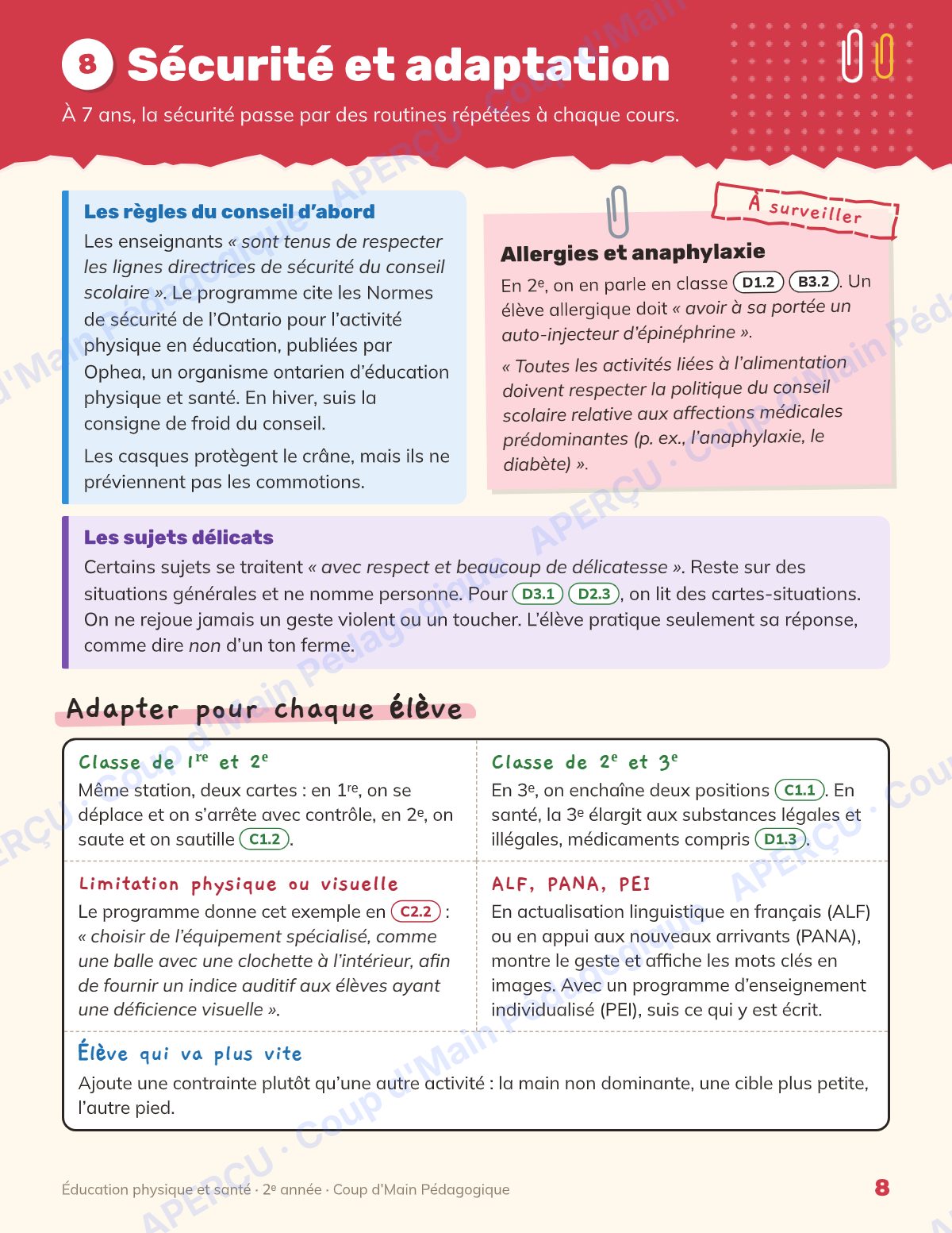 Page 8 — Planification annuelle ÉPS — 2e année