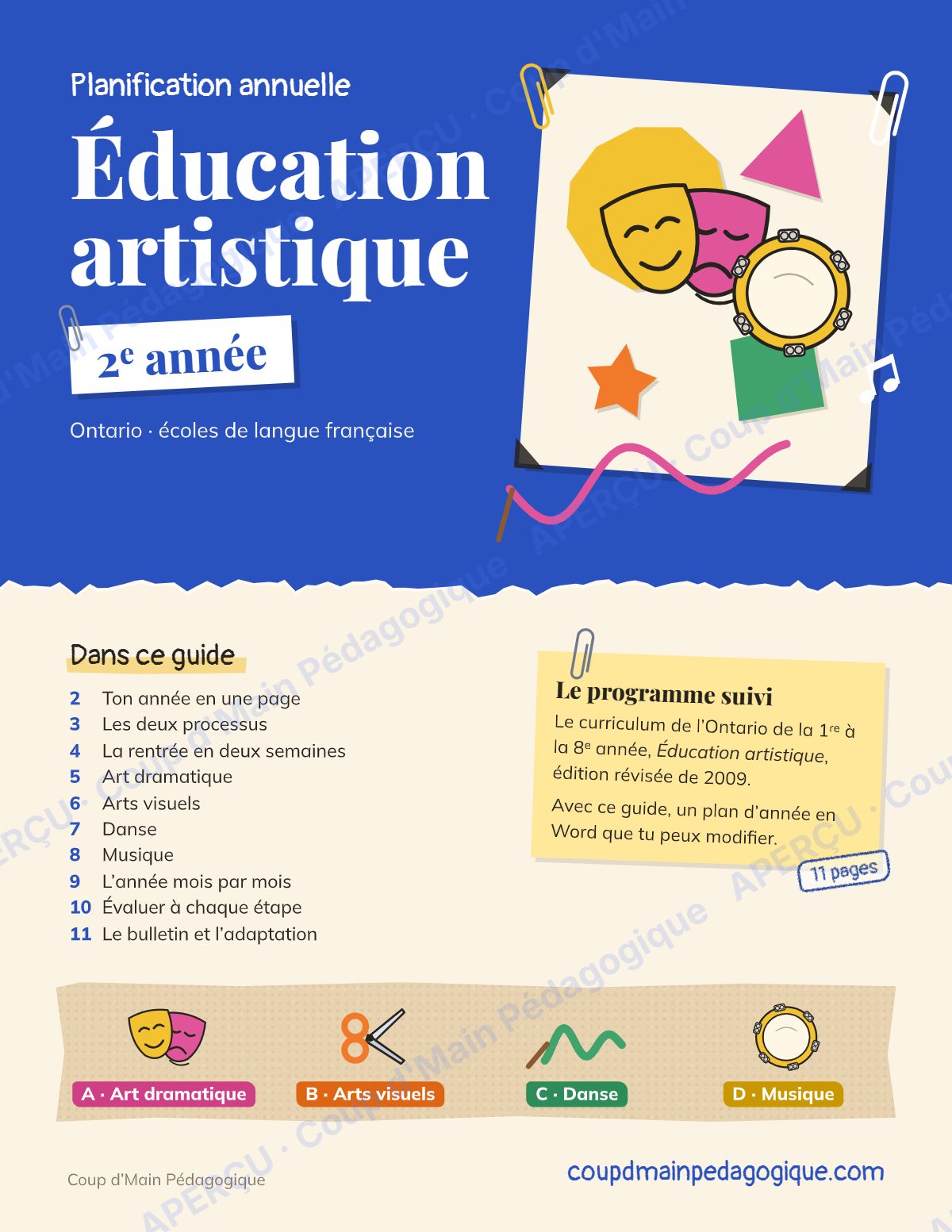 Page 1 — Planification annuelle Arts — 2e année