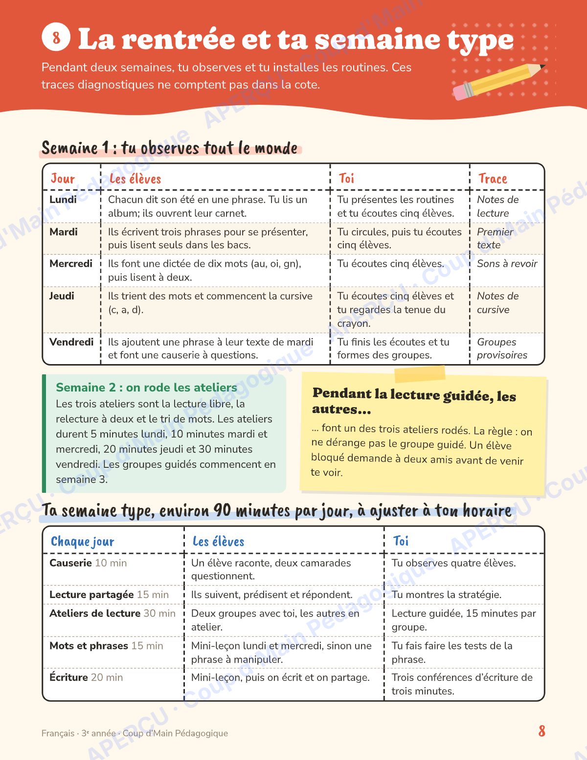 Page 8 — Planification annuelle Français — 3e année