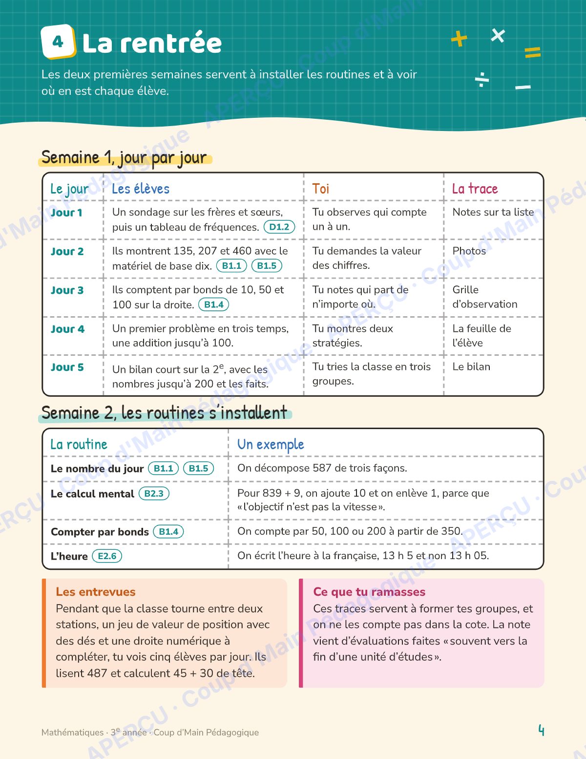 Page 4 — Planification annuelle Mathématiques — 3e année