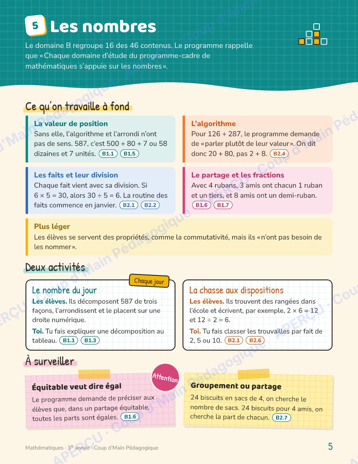 Page 5 — Planification annuelle Mathématiques — 3e année