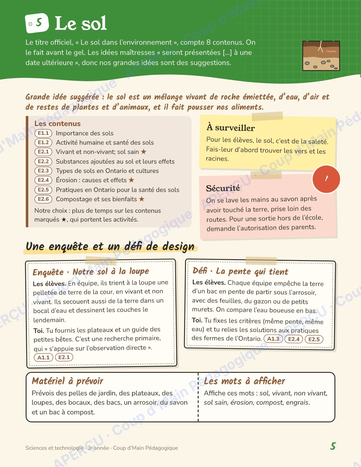 Page 5 — Planification annuelle Sciences — 3e année